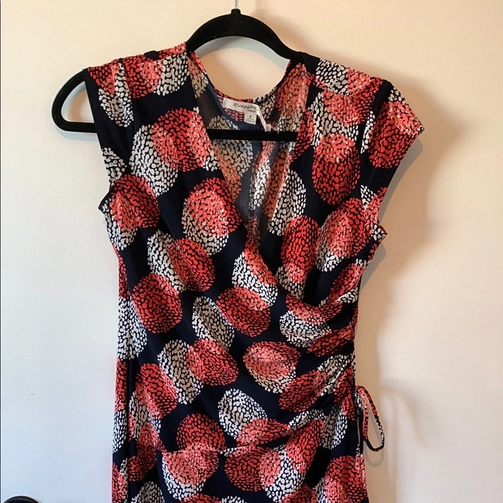Evan Picone Red and Black Midi Dress - Picture 5 of 6
